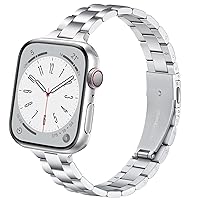 Thin Stainless Steel Bands Compatible with Apple Watch 38mm 40mm 41mm 42mm 44mm 45mm for Women, Metal Straps for iWatch Series 9 8 7 6 5 4 3 2 1 SE