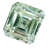 3.14 CT VS1 ASSCHER Cut Loose Real Moissanite Use 4 Pendant/Ring OFF WHITE LIGHT GREEN Color