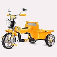 Children's Tricycle with Back Bucket, Double Balance Bike, Baby Toy Bike, Product Load 90kg, Three Colors Optional, with Lights and Music,Color:Green (Color : Yellow) (Color : Yellow)