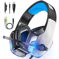 Gaming Headset for Xbox Series X/S, Xbox One, PS5, PS4, PC, Switch, Over Ear Headphones with Noise Isolating Mic, Bass Surround Sound, Memory Foam Ear Pads