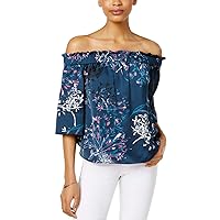 Rachel Roy Womens Shirred Off-The-Shoulder Knit Blouse