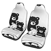 Cute Milk Bottle Bear Car seat Covers Front seat Protectors Washable and Breathable Cloth car Seats Suitable for Most Cars