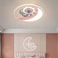 Kids Fan with Ceiling Light Fan Lighting Bedroom Led Dimmable 3 Speeds Ultra-Thin Fan Ceiling Light and Remote Control Modern Living Room Quiet Ceiling Fan Light with Timer/Pink