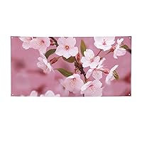 Pink cherry blossoms print Party Banner Soft Anti-Fading Party Banner Decorations Festival Decorations For Christmas Birthday Gathering Small
