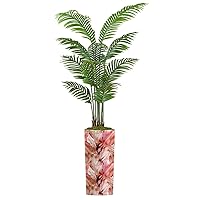 Artificial Palm Tree Indoor with Tall Planter Seamless Print Pattern dye Textile Pattern Fake Tropical Palm Floor Plant Potted Faux Plant in Pot Home Decor Outdoor 5.6ft