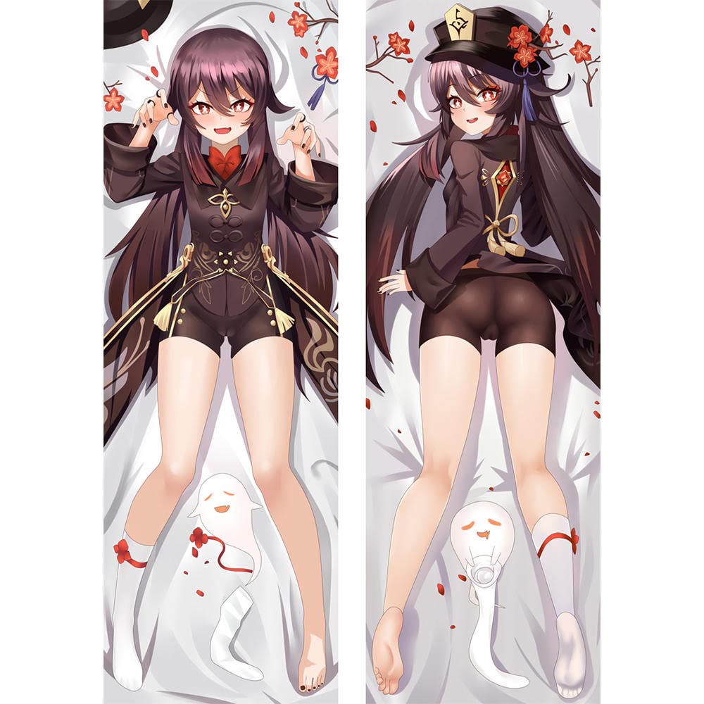 Genshin Impact Hu Tao Cosplay Dakimkaura Pillowcase Body Hugging Pillow Case Cover Doue-Sided Pillow Cover Room Gifts 150cm x 50cm (60 x 20 inches)