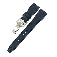 for IWC Le Petit Prince Big Pilot TOP Gun IW3777 Black Sport Fiber Canvas Watch Strap 20mm 21mm 22mm Nylon Leather Watchband (Color : Blue Round Buckle, Size : 20mm)