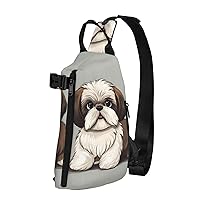 Sling Bag for Women Men Shoulder Bag Shih Tzu Dog Chest Bag Travel Fanny Pack Lightweight Casual Daypack