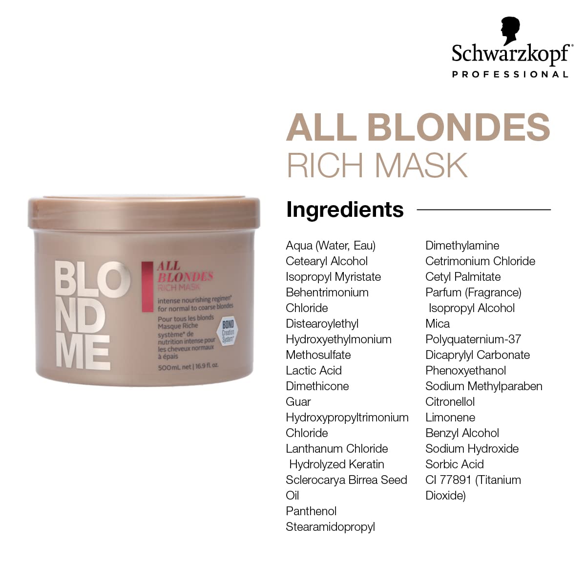 BLONDME All Blondes Rich Mask – Deep Conditioning Bond Restoring Hiar Treatment - Smoothing and Nourishing for Normal to Coarse Color Treated and Natural Blonde Hair, 200 ml