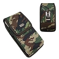 Outdoor Tactical Camoflauge Holster, Rugged Nylon Canvas Pouch Metal Belt Clip Pouch Hip Case,Work with Moto One,Moto E6,Moto G7 Play,Moto E4,Moto X4 Can Be Used Vertically or Horizontally