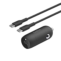Belkin Boost↑Charge™ 30W Fast Car Charger, Compact Design w/USB-C Power Delivery Port, USB-C to USB-C Cable Included, Universal Compatibility for Galaxy S23, Note Series, and More - Black