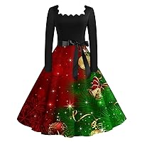 Christmas Party Dress Women's Dress Women's Plus Size Long Sleeve Dress Off The Shoulders A-Line Swing Midi Dresses