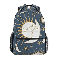 ALAZA Sun Kissing Moon Stars Backpack Purse with Multiple Pockets Name Card Personalized Travel Laptop School Book Bag, Size M/16.9 in