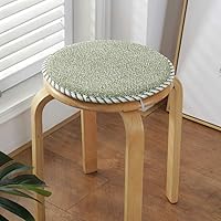 Round Bar Stool Cushions,Non-Slip Seat Pad with Ties,Cotton Linen Stool Cover Breathable Chair Pad Cushion for Office Student Dining Chairs Green 25x25cm(10x10inch)