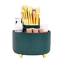 Rotating Makeup Brush Holder Organizer Green with 5 Slots Cosmetic Brushes Storage Countertop for Bedroom Bathroom
