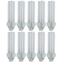 Sunlite PLD13/E/SP50K/10PK 5000K Super White Fluorescent 13W PLD Double U-Shaped Twin Tube CFL Bulbs with 4-Pin G24Q-1 Base (10 Pack)