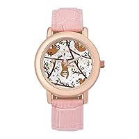 Sloths Hanging on The Tree Women's Watch with Leather Band Classic Quartz Strap Watch Fashion Wrist Watch