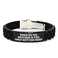 Big Brother Gifts for Father's Day | Inspirational Gifts from Sister | Glidelock Clasp Bracelet with 'Being My Big Brother Is The Only Gift You Need' Engraving | Silver-Tone Stainless Steel