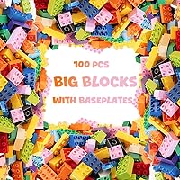 Building Blocks Set for Kids with Baseplate 101Pcs Classic Bulk Blocks for Toddlers Boys Girls Aged 3+ Years Old 15 Random Colors Birthday Gift Compatible with Lego All Major Brand
