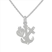 Sterling Silver Anchor, Heart, and Cross Charm Pendant Necklace