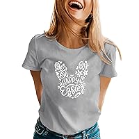 Blouses for Women Fashion 2024 Spring Tops Petite Womens Spring Summer Easter Printed Short Sleeve O Neck T Sh