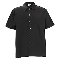 Winco UNF-1KS Unisex Restaurant Chef Shirt, Short Sleeve, S, Black