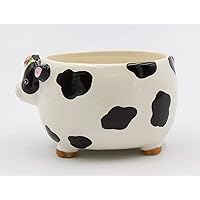 Fine Ceramic Country Barnyard Cow Candy Dish Bowl/Plant Planter, 5