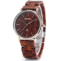 BEWELL Wooden Watches for Men and Women Slim Analogue Quartz Minimalist Watches W163A, Classic