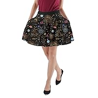 CowCow Womens A-line Skirt with Pockets Starry Night Sky Moon Stars Space Planets Mrs Frizzle Skater Skirt
