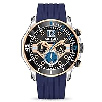 MEGIR Men's Analogue Sports Quartz Wrist Watches Chronograph Luminous Big Face with Soft Silicone Strap 2206G