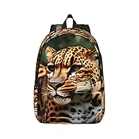 Leopard Pattern Print Canvas Laptop Backpack Outdoor Casual Travel Bag Daypack Book Bag For Men Women
