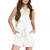 Haloumoning Girls Summer Bib Overall Shorts Kids Rompers Jumpsuits Outfit 5-14 Years