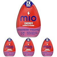 MiO Energy Strawberry Pineapple Smash Naturally Flavored with other natural flavors Liquid Water Enhancer Drink Mix with Caffeine & B Vitamins with 2X More (3.24 fl. oz. Bottle) (Pack of 4)