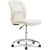 Serta Essential Armless Desk Chair Small TaskChair with Wheels, Breathable Mesh Back, SertaQuality Foam Cushion Seat for Comfort, Functional, Lightweight and Versatile, Task, Cream White