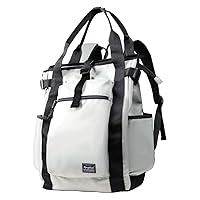 Unisex Laptop Tote Backpack Convertible Lightweight Nylon Water-Resistant Everyday Shoulder Tote bag Backpack with Water Bottle Pocket Work Travel, White