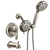 WRISIN Tub Shower Faucet Set with Valve, Bathtub Shower Faucet Set with Handheld Spray, Bathroom Shower Faucet Set Brushed Nickel