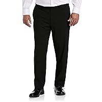 Oak Hill by DXL Men's Big and Tall Waist-Relaxer Flat-Front Suit Pants Black 50 x 30