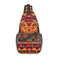 Mexican Folk Art Boho Print Sling Backpack Travel Sling Bag Casual Chest Bag Hiking Daypack Crossbody Bag For Men Women