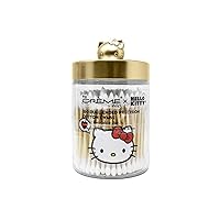 The Creme Shop x Hello Kitty Chic Reusable Matte Gold Jar with Cotton Swabs: Dual-Ended Tips for Gentle Cleansing and Easy Skincare Application, Perfect Vanity Addition
