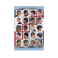 RCIDOS Men's Hair Guide Poster Hair Salon Poster Barber Posters (8) Canvas Painting Posters And Prints Wall Art Pictures for Living Room Bedroom Decor 08x12inch(20x30cm) Unframe-style