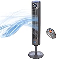 Digital Screen Oscillating Tower Fan with Remote Control, Dark Gray, 42-Inch