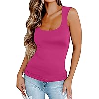 Summer Outfits for Women, Womens Clothes Square Neck Tank Top Western Outfit Tops 2024 Shelf Bra Camisole, S, XXL