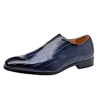 Leather Shoes 11 Men Classical Style Shoes for Men Slip On PU Leather Low Rubber Sole Block Heel Work Leather Shoes for Mens