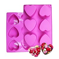 6 Holes Heart Shaped Silicone Mold For Chocolate Cake Jelly Pudding Handmade Soap Mould Candy Making Set of 2