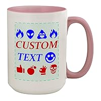 Custom Printed 15oz Ceramic Colored Inside and Handle Coffee Mug Cup CP07, Pink