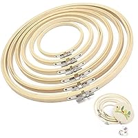 34pcs Pack Oval Embroidery Hoop Imitated Wood Display Frame with Embroidery Needles for Art Craft Sewing