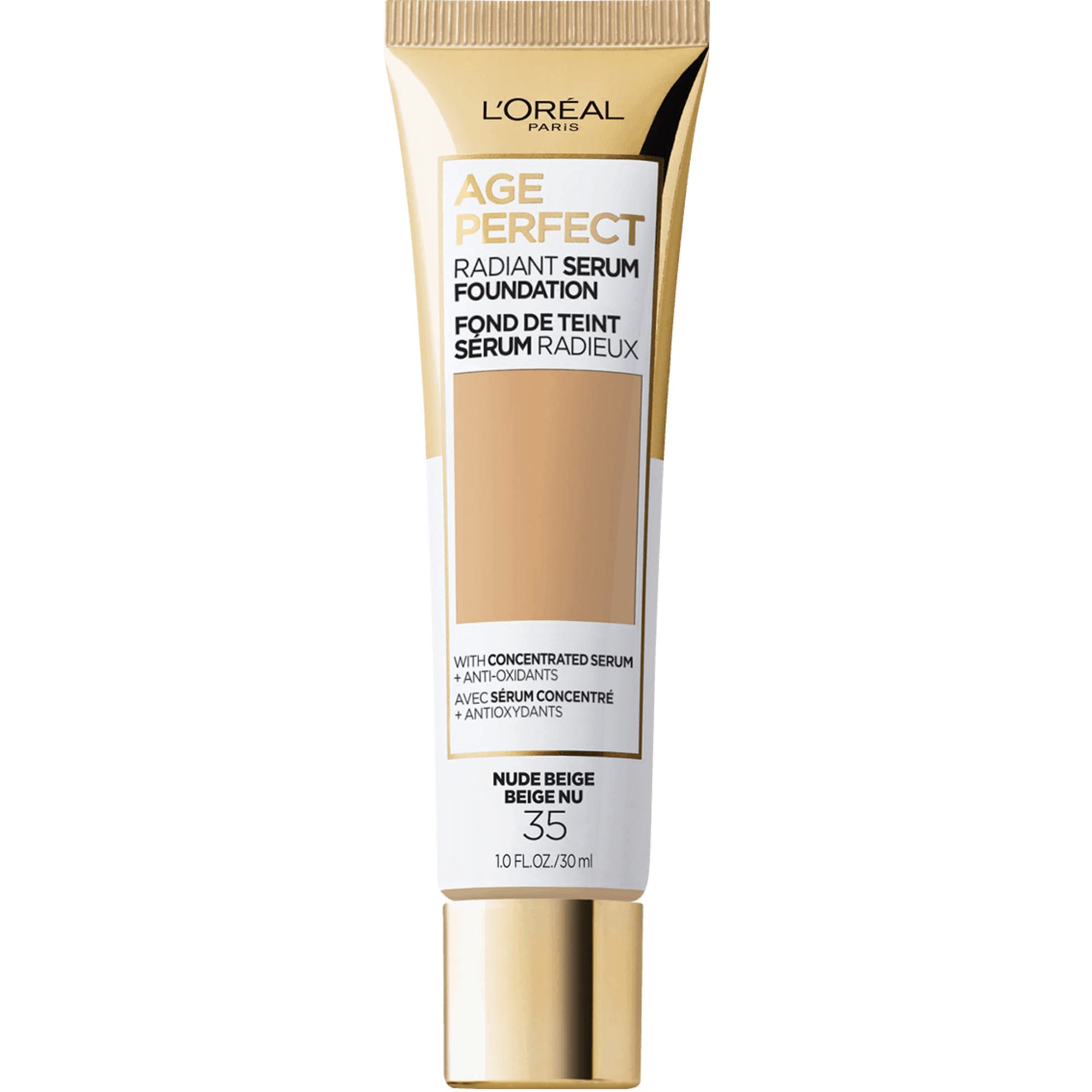 L’Oréal Paris Age Perfect Radiant Serum Foundation with SPF 50, Nude Beige, 1 Ounce
