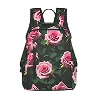 Pinks Rose Flowers print Lightweight Laptop Backpack Travel Daypack Bookbag for Women Men for Travel Work