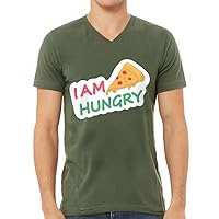 I'm Hungry V-Neck T-Shirt - Pizza T-Shirt - Trendy V-Neck Tee