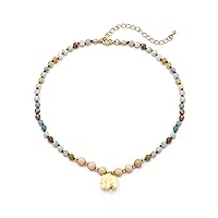 Real Amazonite Natural Gemstone Beaded Choker Necklace Semi Precious Stone Choker for Women Teen Girls